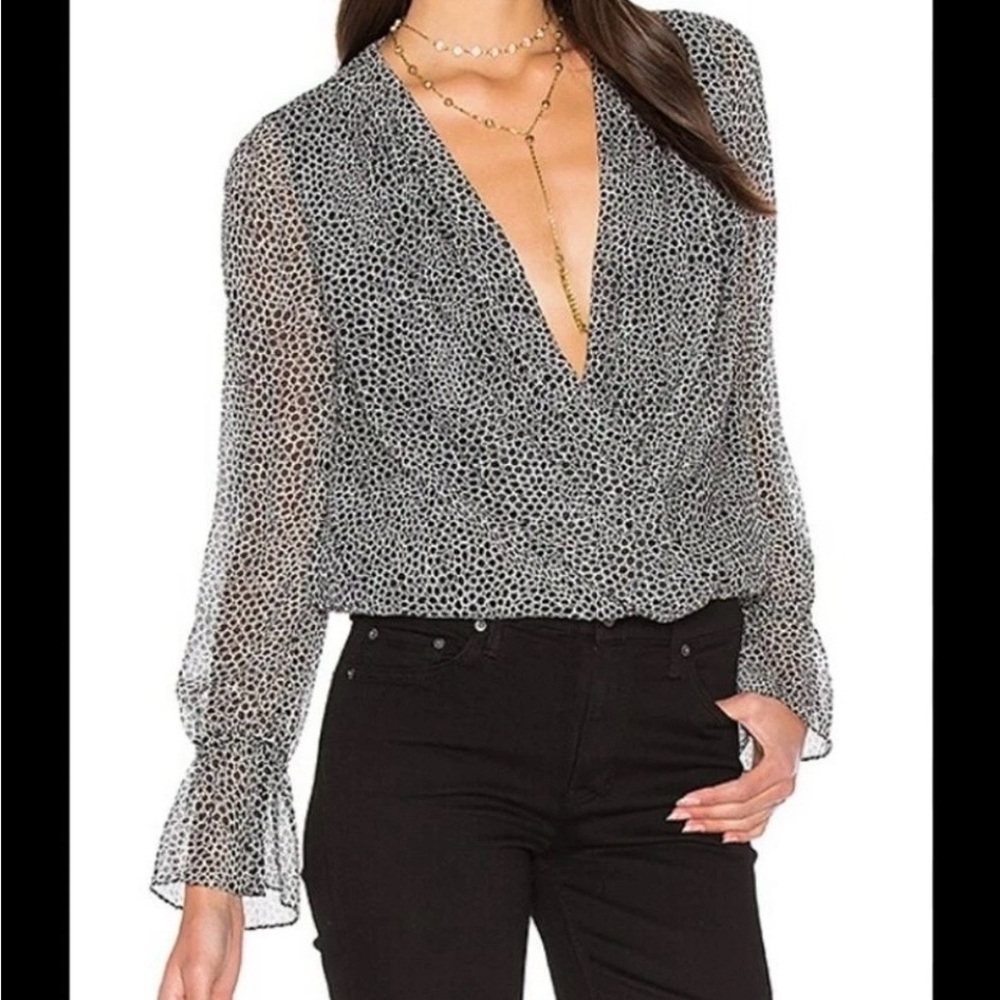 Diane von Furstenberg Svetlana Sheer Black & White Silk Blouse
